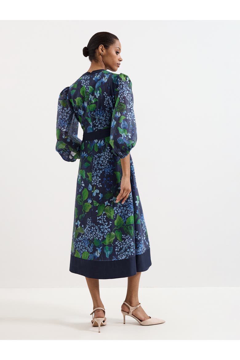 Nixie Printed Midi Wrap Dress, Alternate, color, Navy