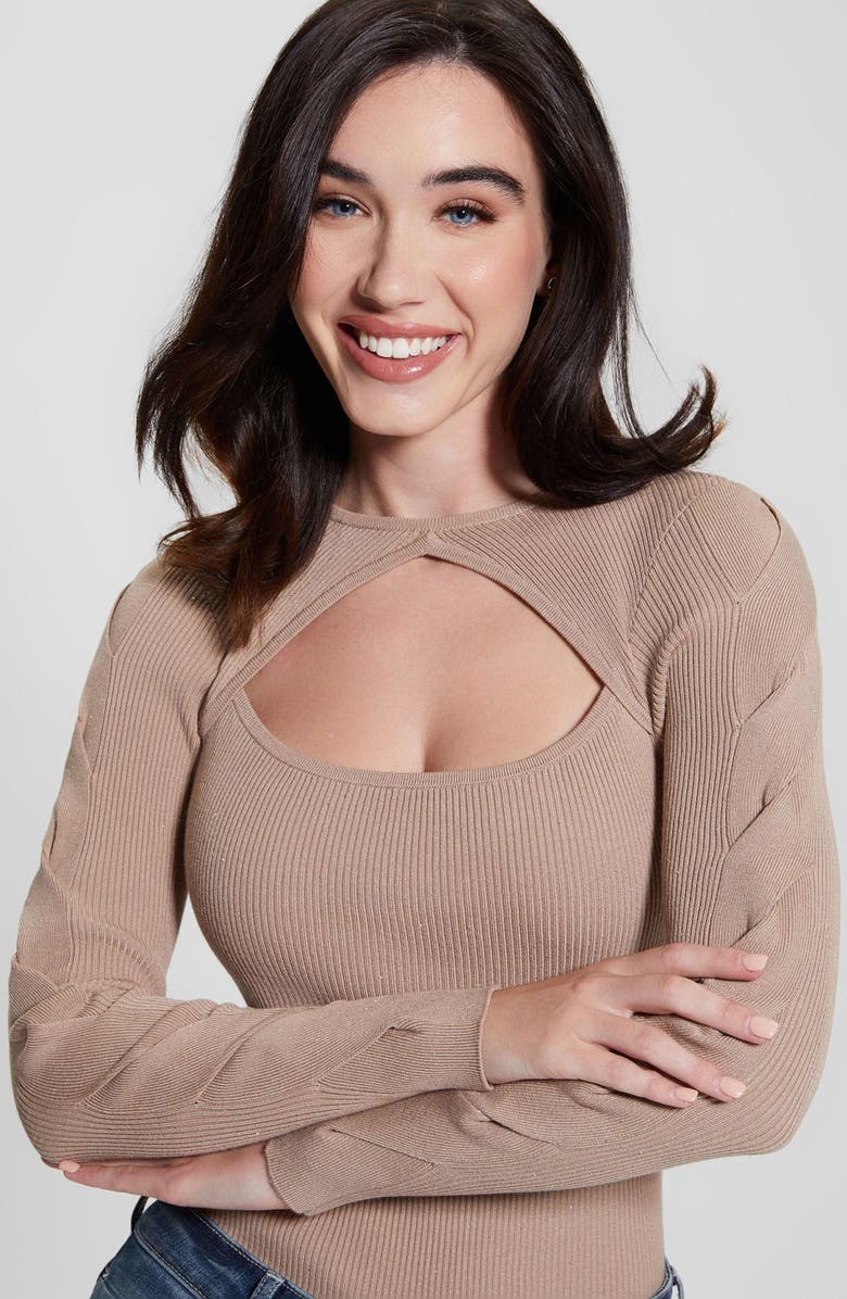 GUESS Laurel Cutout Micro Sequin Sweater, Alternate, color, 