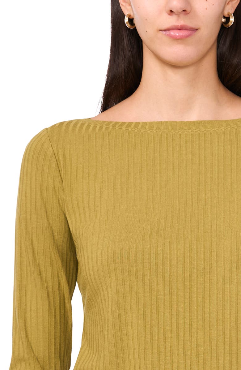Halogen<sup>®</sup> Rib Boat Neck Three-Quarter Sleeve Top, Alternate, color, Green Moss