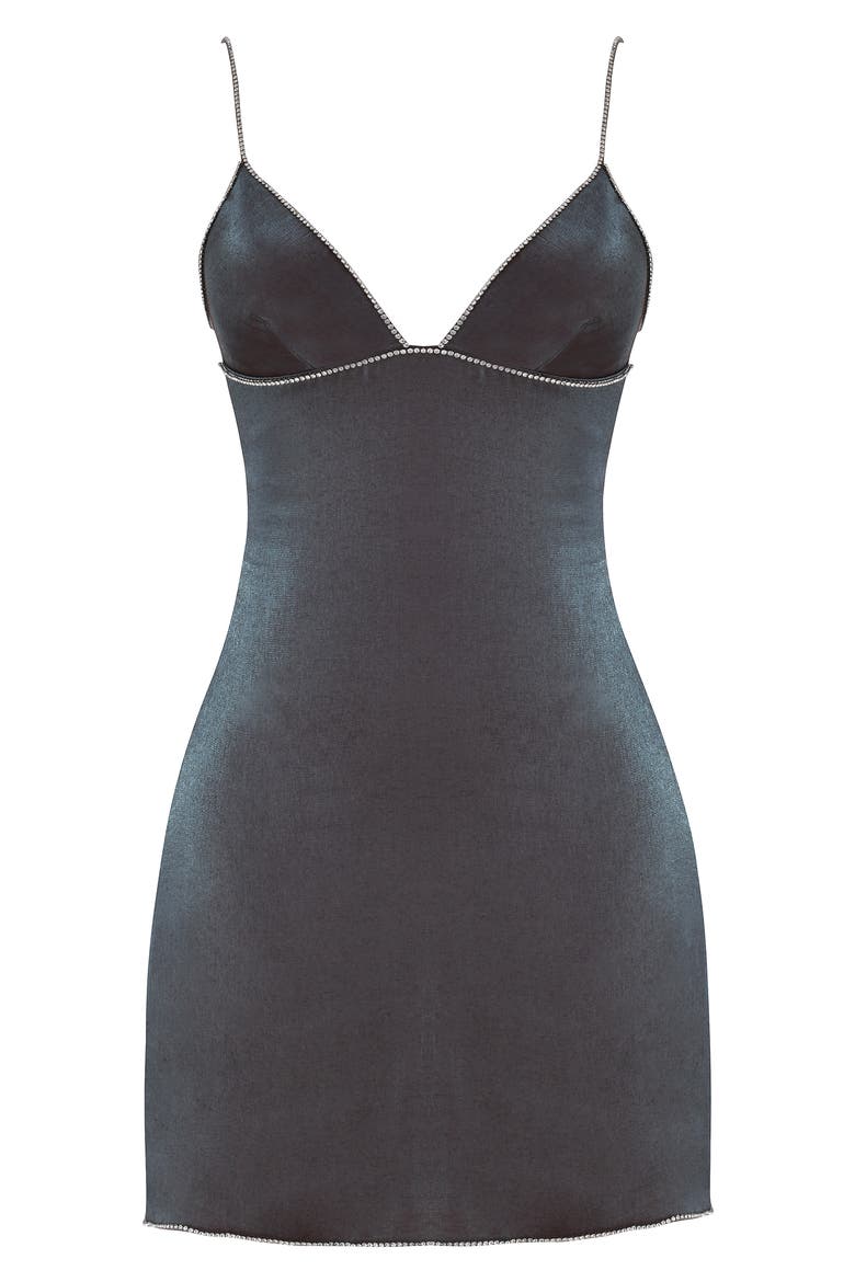 Maisie Satin Minidress, Alternate, color, DARK GREY