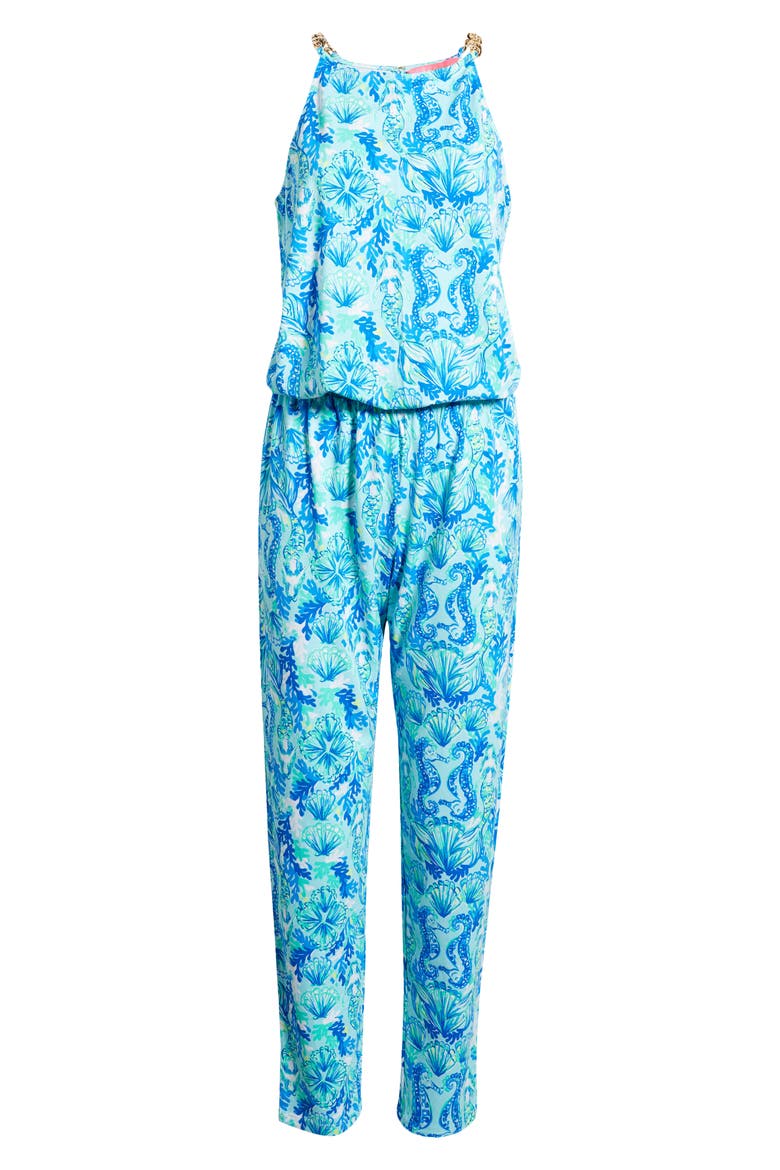Keeran Sleeveless Jumpsuit, Alternate, color, SEA GLASS AQUA SEEING DOUBLE