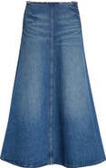 Alexander Wang Raw Cut Waist Low Rise Denim A-Line Skirt