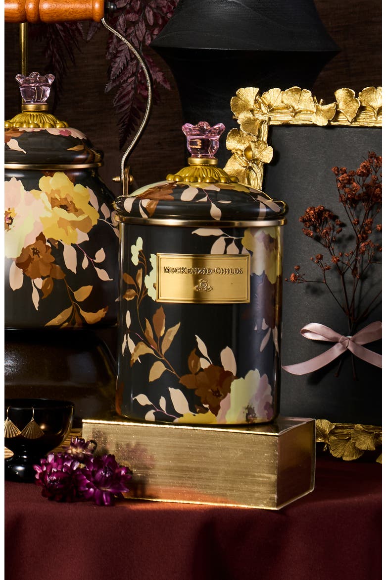 Wild Rose Medium Enameled Steel Canister, Alternate, color, MULTI BLACK