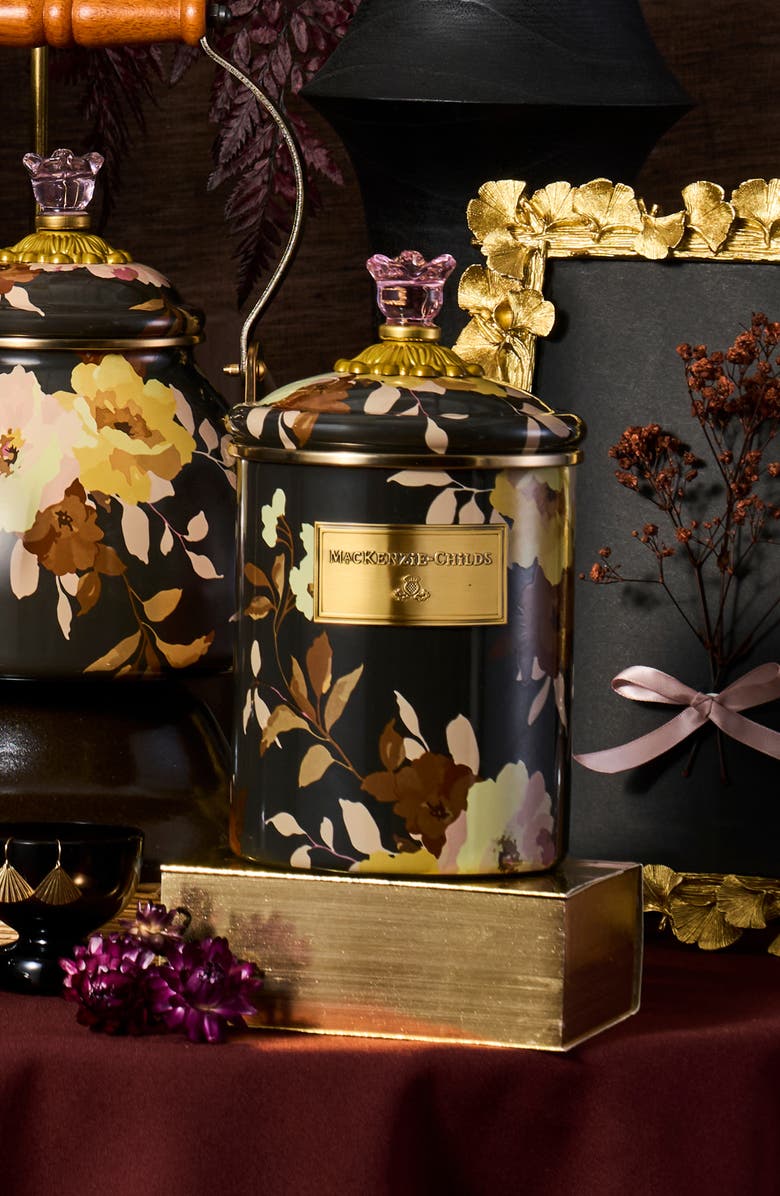 MACKENZIE CHILDS Wild Rose Medium Enameled Steel Canister, Alternate, color, Multi Black