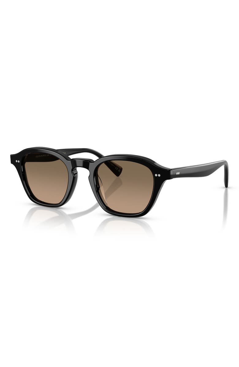 Oliver Peoples 48mm Small Polarized Square Sunglasses, Alternate, color, Black / Sandstone
