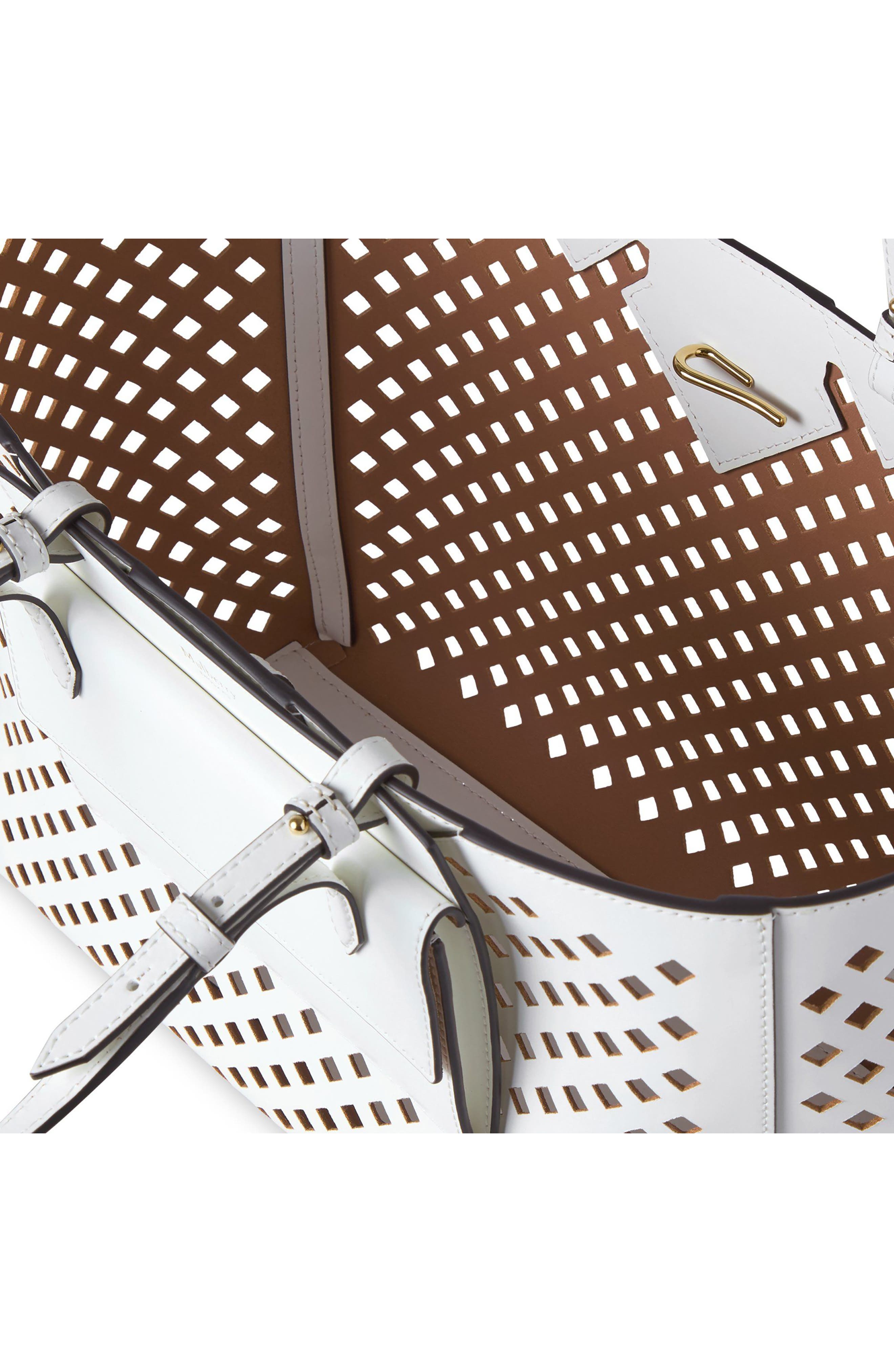 Mulberry Perforated Leather Tote, Alternate, color, White