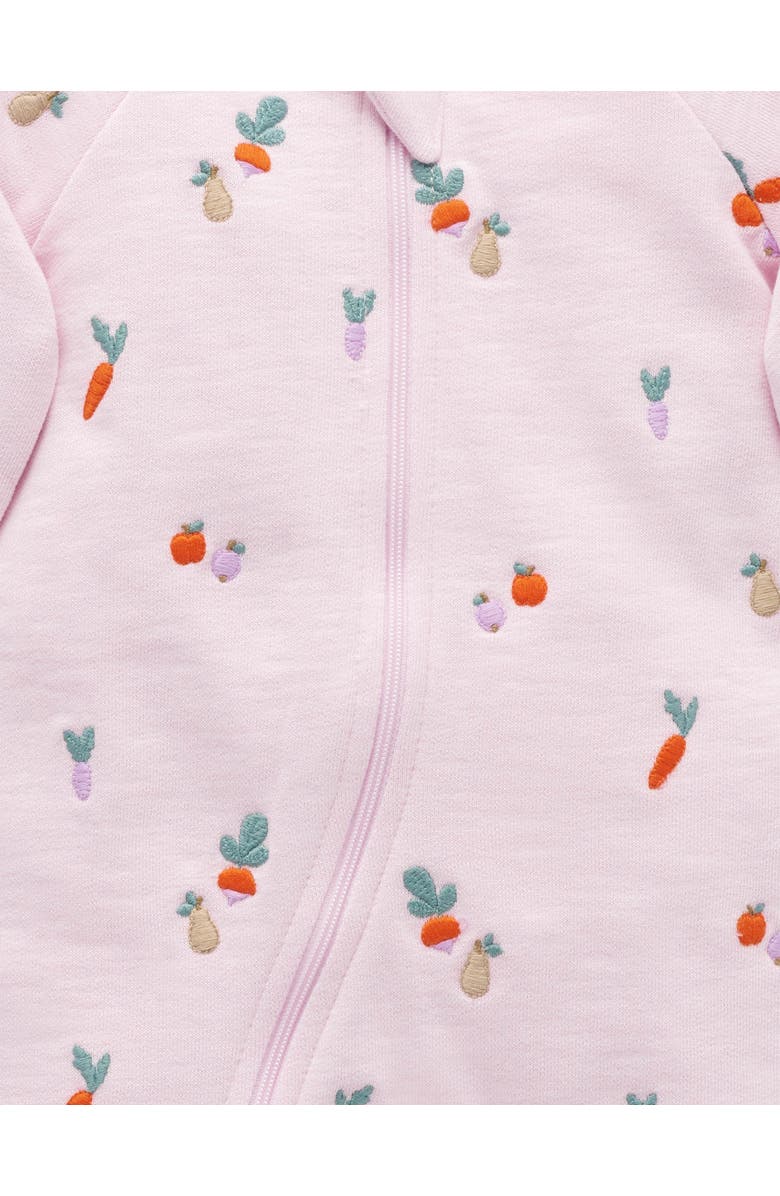 Purebaby Embroidered Fleece Footie, Alternate, color, Winter Fruits Broderie