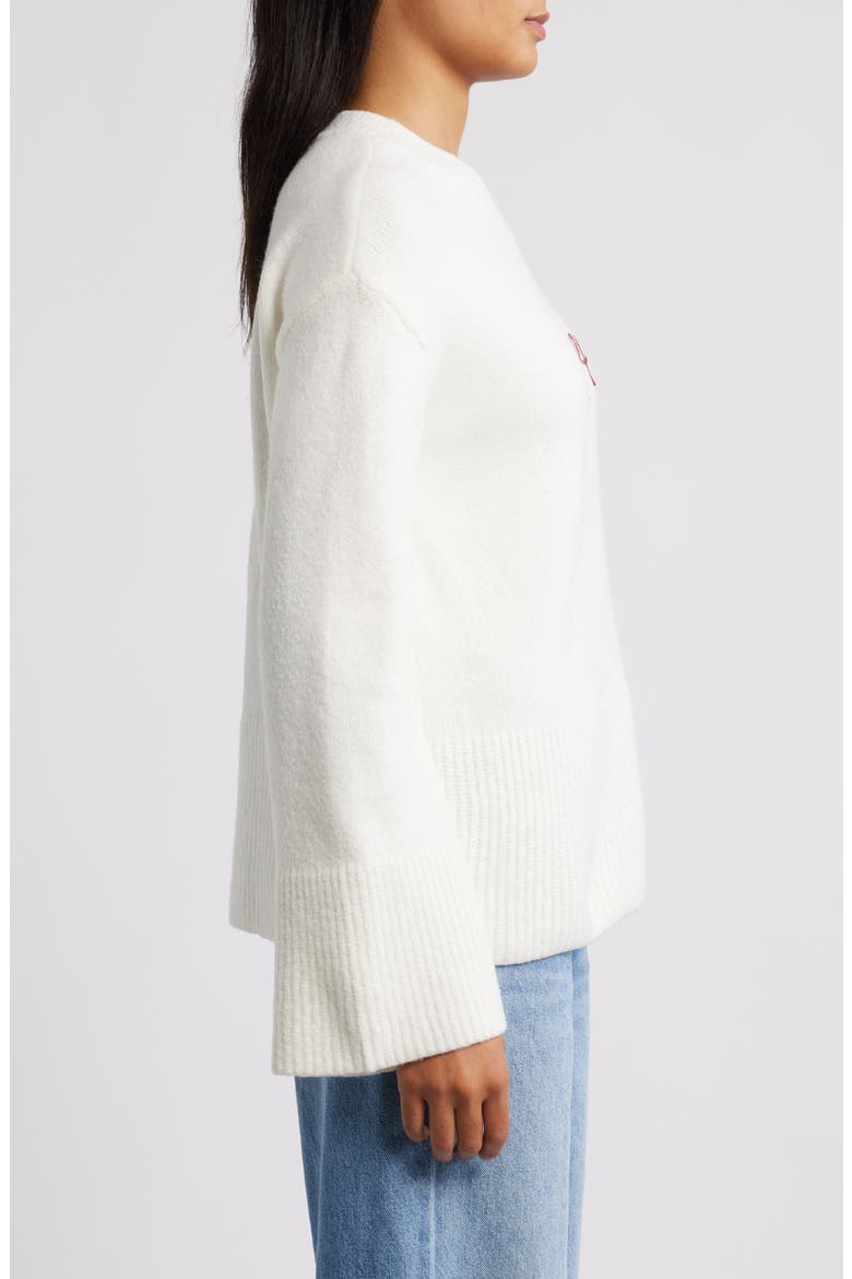 Love Embroidery Sweater, Alternate, color, IVORY/ RED