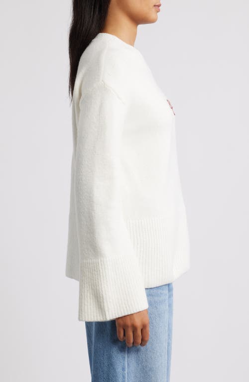 Bobeau Love Embroidery Sweater In White