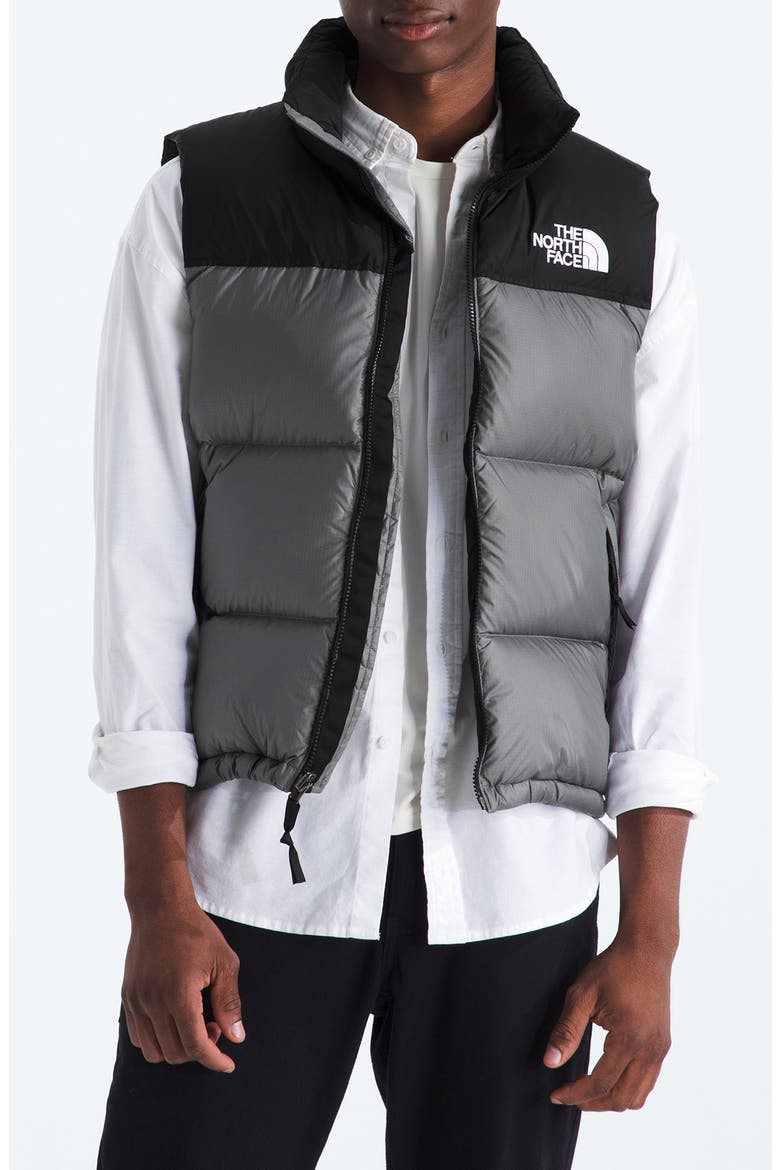 1996 Retro Nuptse Water Resistant Down Puffer Vest, Main, color, SMOKED PEARL/ TNF BLACK