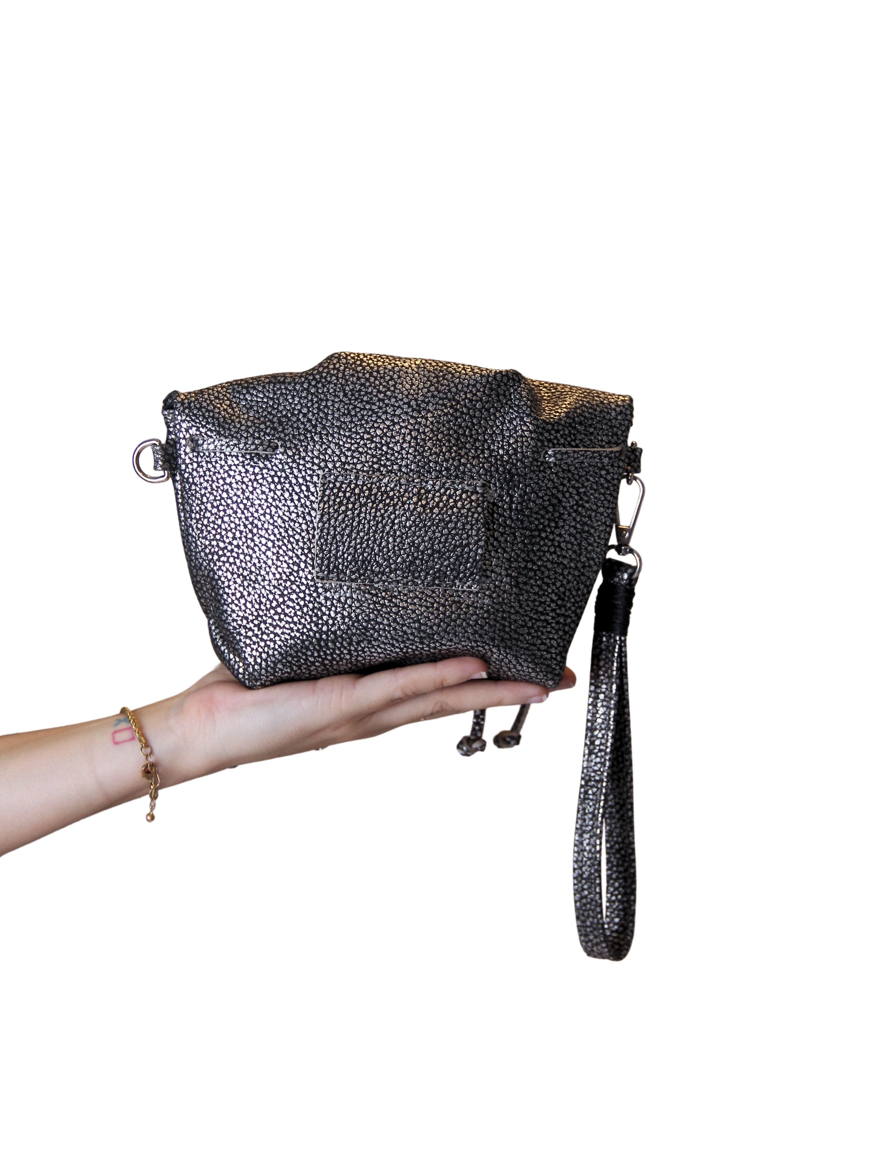 Carlos Falchi Mini Butterfly Tog Grain Leather Bag, Alternate, color, Roman Chrome