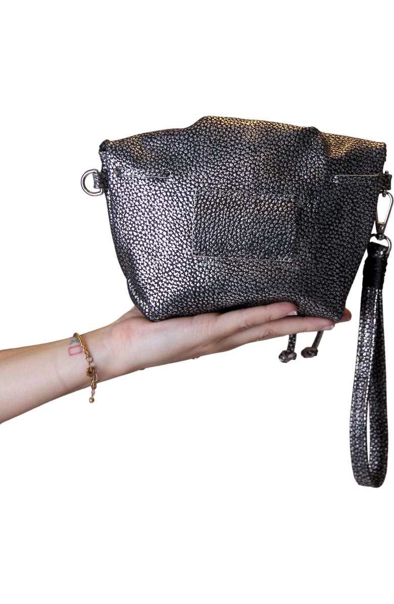 Carlos Falchi Mini Butterfly Lambskin Convertible Crossbody Bag, Alternate, color, Roman Chrome