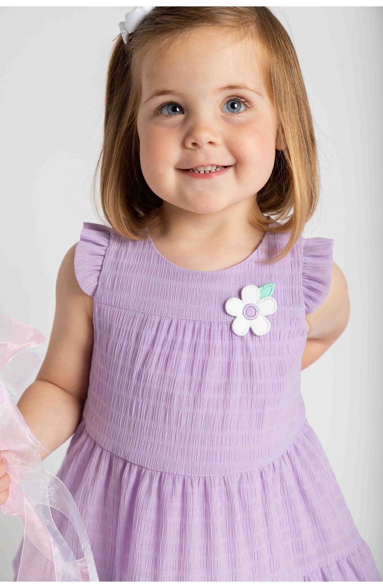 Florence Eiseman Crinkle Lawn Dress With Flower, Alternate, color, Light Purple