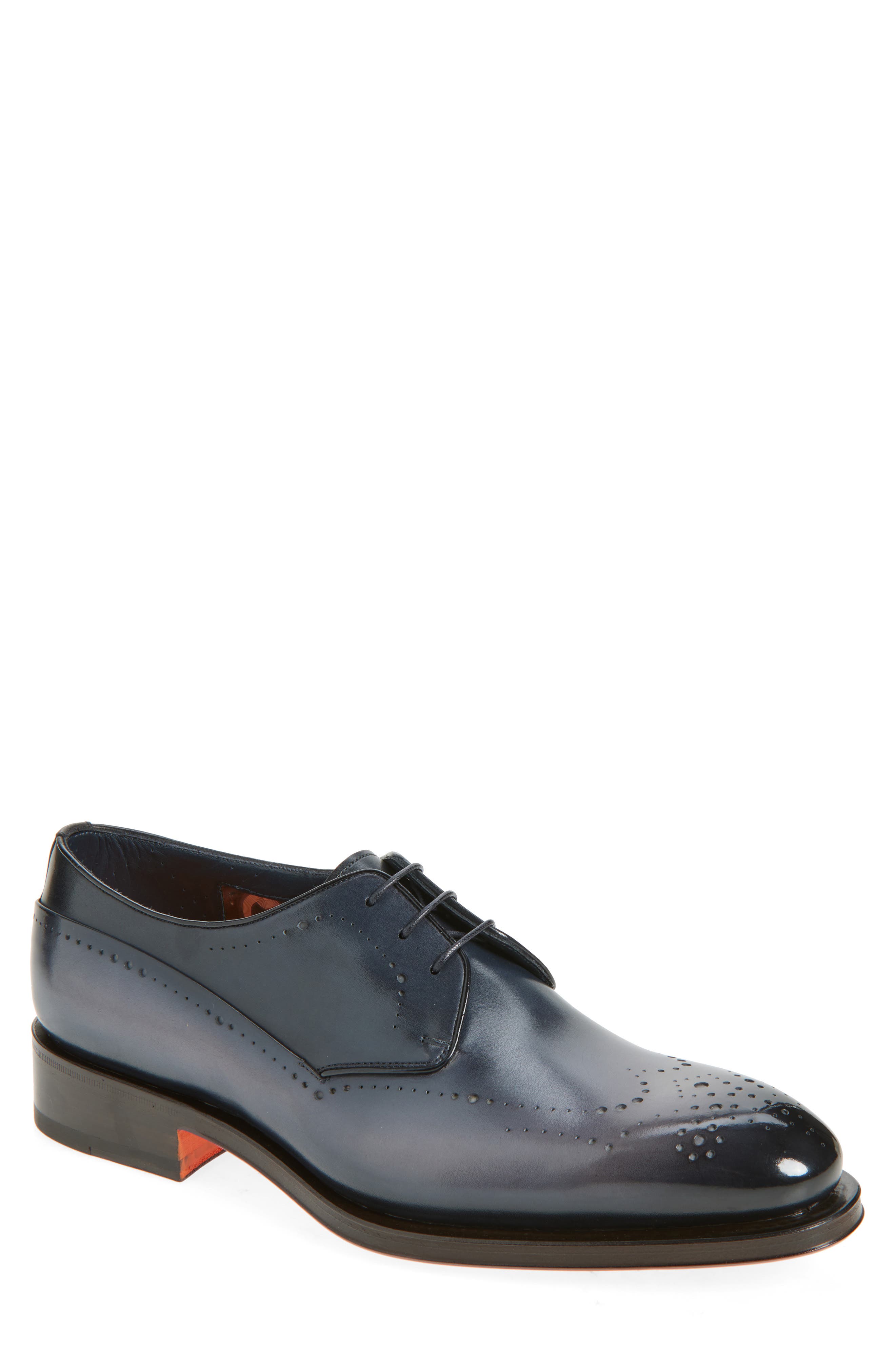 Santoni Imperialde Wingtip Derby, Main, color, Light Blue