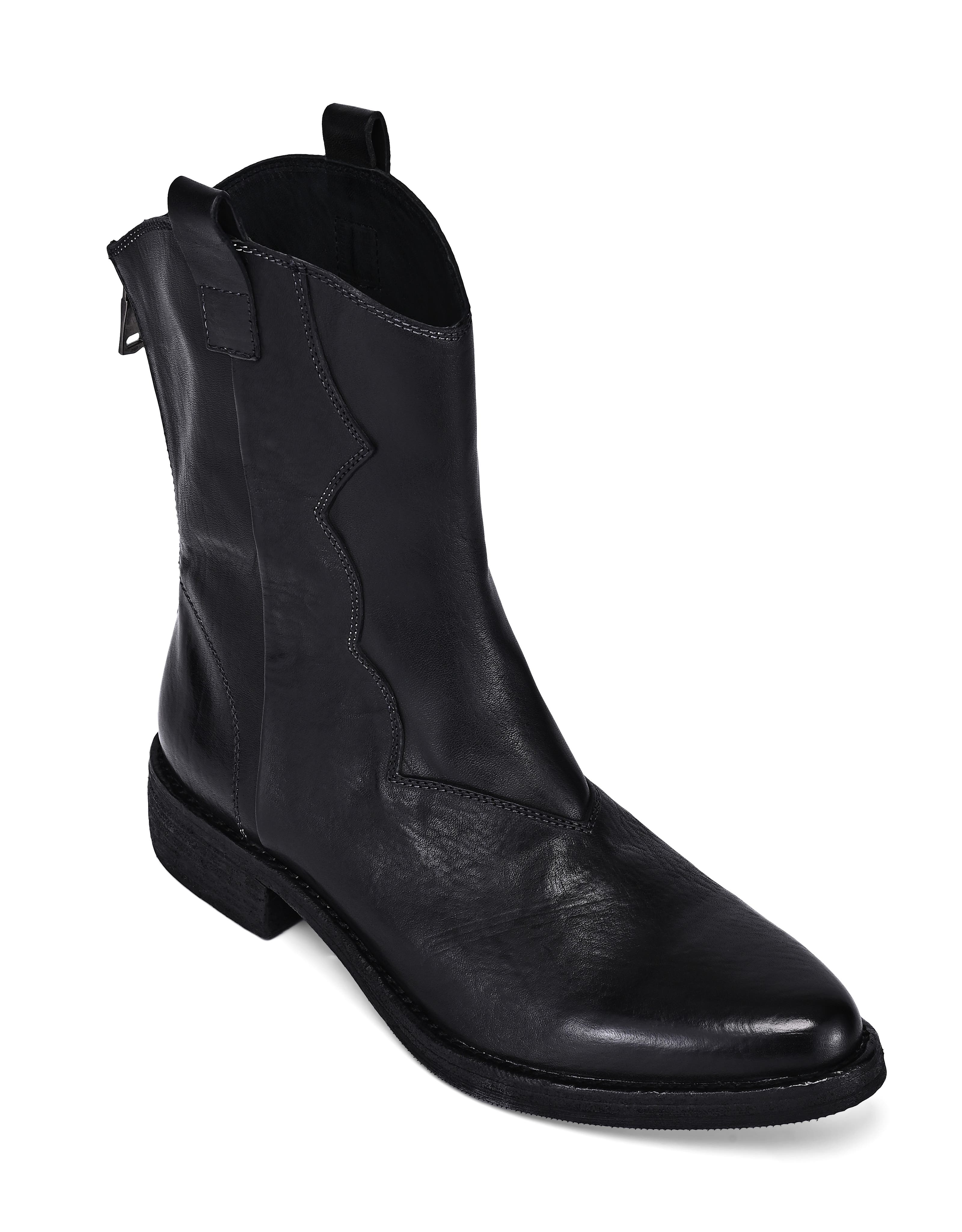 OLD TREND Vintage Genuine Leather Western Inspired Mid Shaft Boot, Main, color, Black