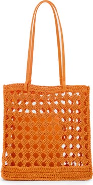 MANGO Openwork Crochet Straw Shopper