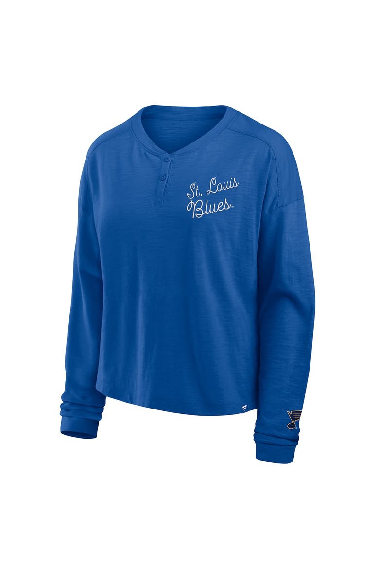 Women's Fanatics Blue St. Louis Blues Oversized All Out Effort Long Sleeve Henley T-Shirt, Alternate, color, Blue