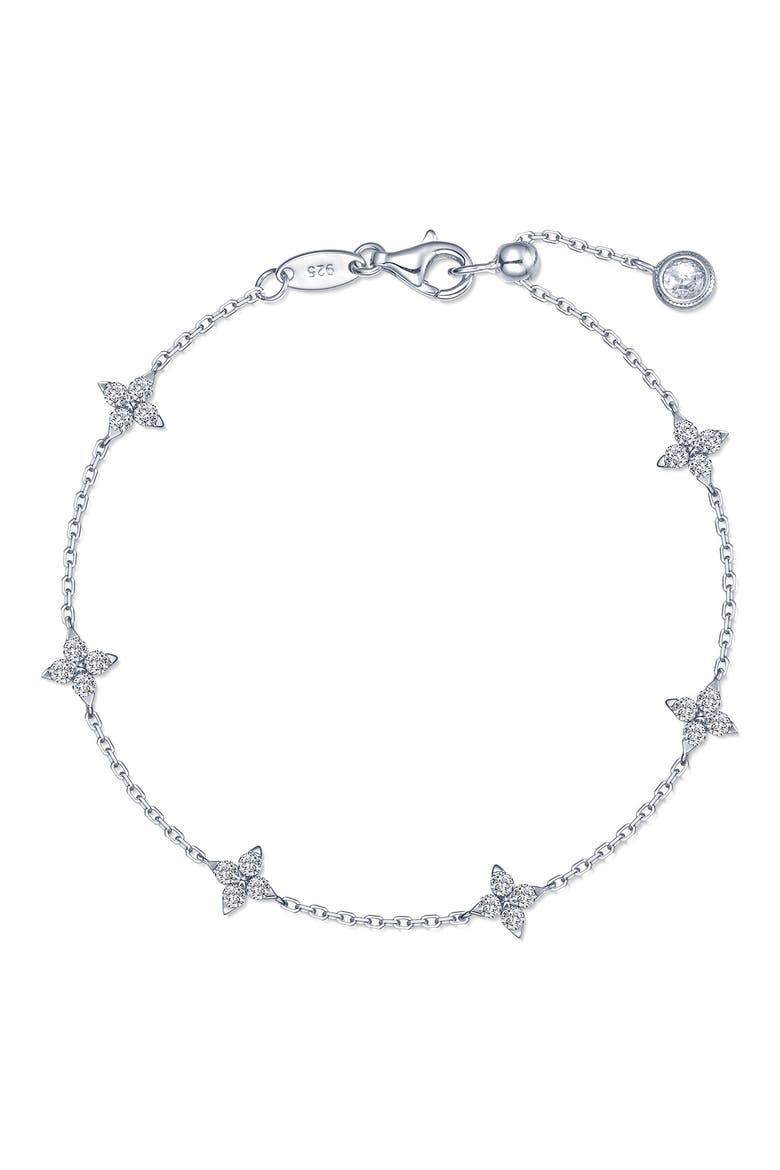 Trillium Simulated Diamond Station Bracelet, Main, color, SILVER