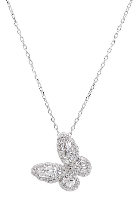 Cubic Zirconia Butterfly Pendant Necklace
