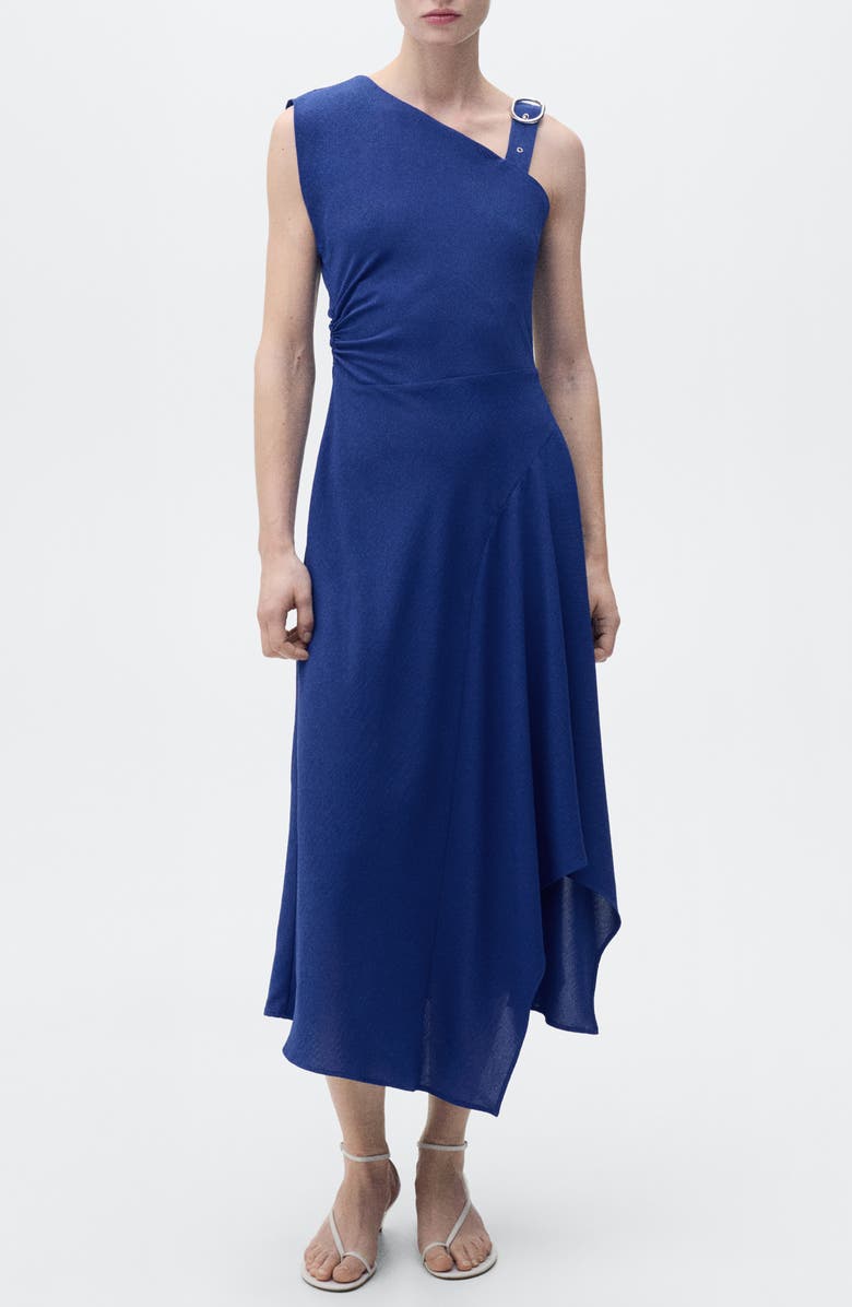 MANGO Asymmetric Buckle Strap A-Line Dress, Main, color,