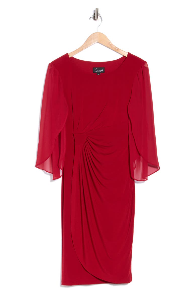 Sheer Sleeve Dress, Alternate, color, CRIMSON