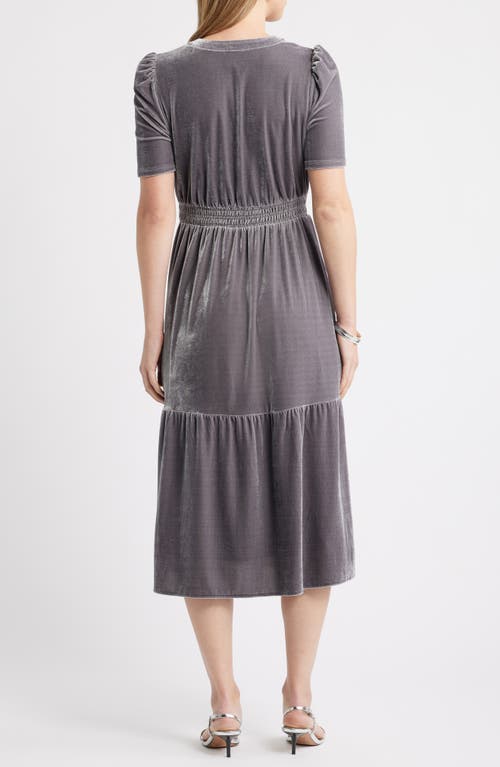 Caslonr Caslon(r) Short Sleeve Velour Midi Dress In Gray