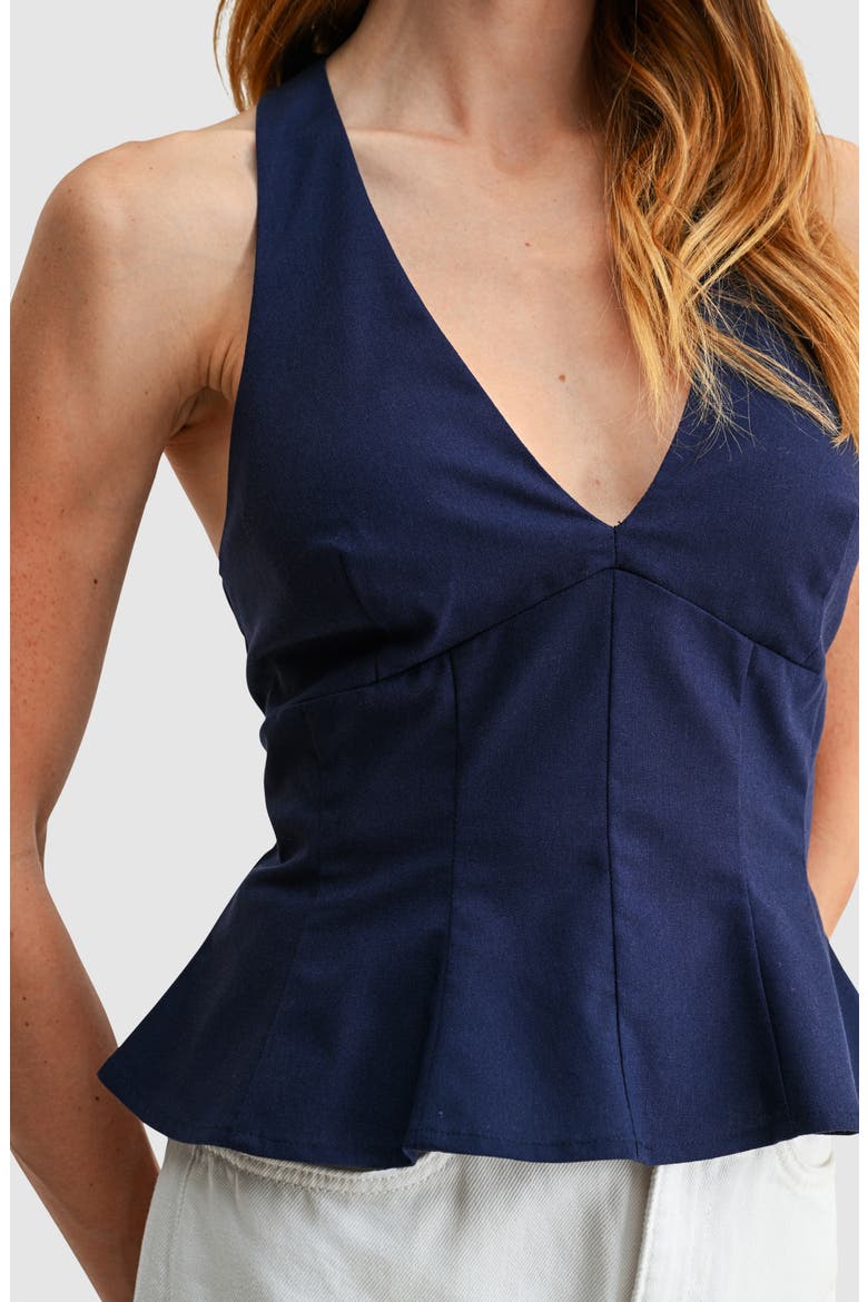 Halter Peplum Top, Alternate, color, NAVY