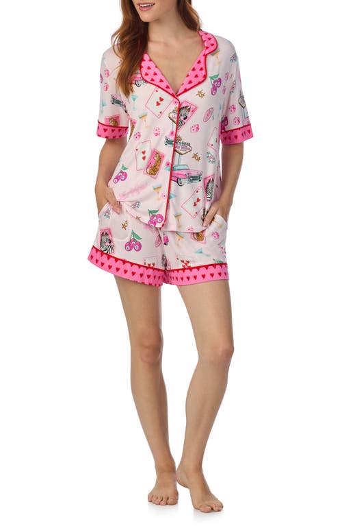 Room Service Pjs Print Short Pajamas In Pink