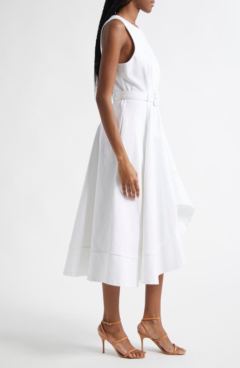 Cinq à Sept Zelda Sleeveless Asymmetric Midi Dress, Alternate, color, White