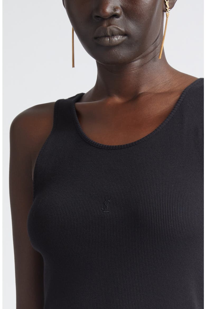 Cassandre Cotton Rib Dress, Alternate, color, NOIR