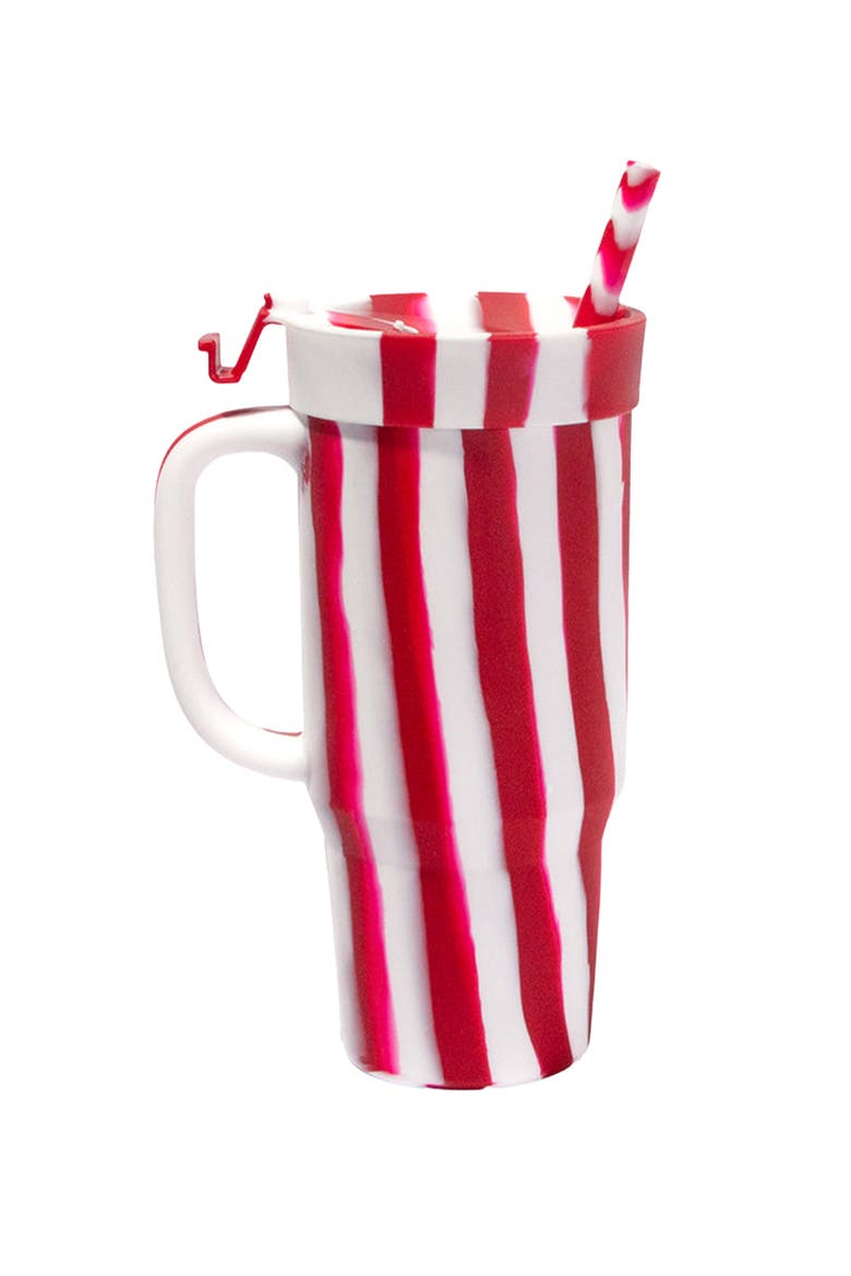 Silicone Humbler Tumbler with Flip Lid and Straw, Main, color, Peppermint