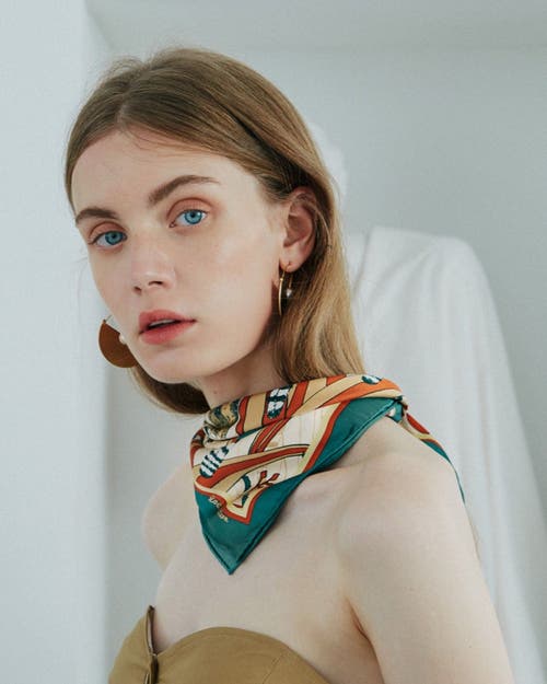 Lost Pattern Nyc "madagascar" Silk Bandana In Green