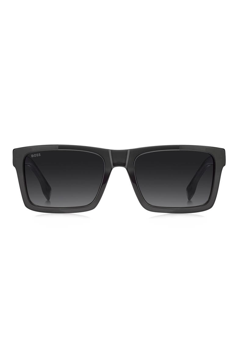 56mm Gradient Rectangular Sunglasses, Main, color, GREY/ DARK GREY SF
