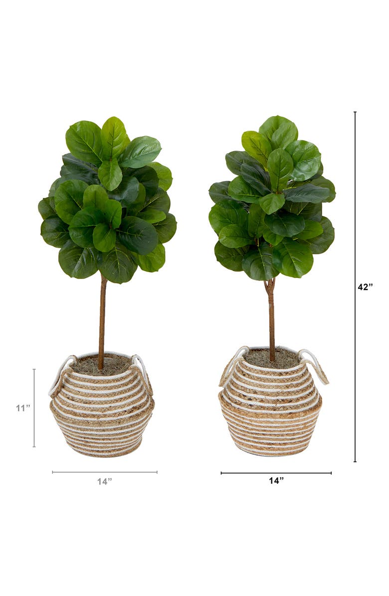 NEARLY NATURAL Set of 2 Fiddle Leaf Fig Trees DIY Artificial Plant in Basket, Alternate, color,