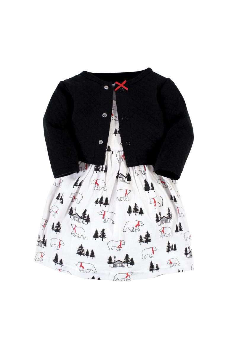 Quilted Cardigan and Dress, Main, color, Winter Bear