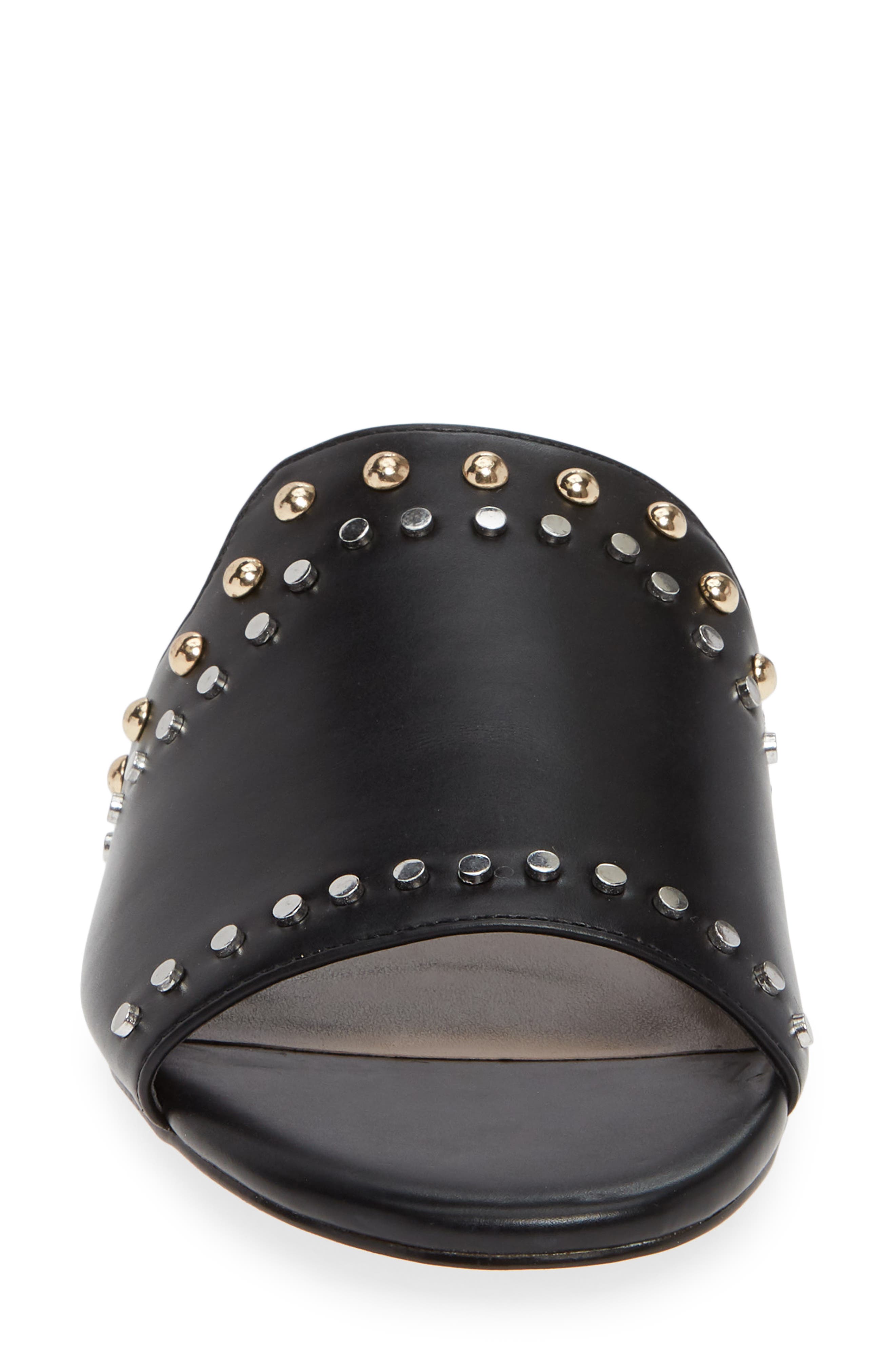 Devin Studded Slide Sandal, Alternate, color, BLACK FABRIC