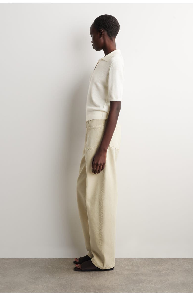 COS Knitted Linen-Merino Polo Shirt, Alternate, color, Cream