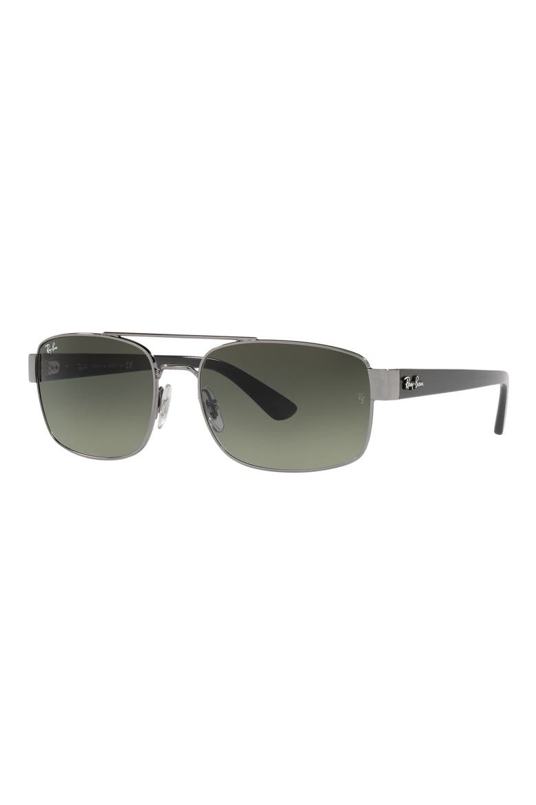 61mm Pillow Sunglasses, Alternate, color, GUNMETAL