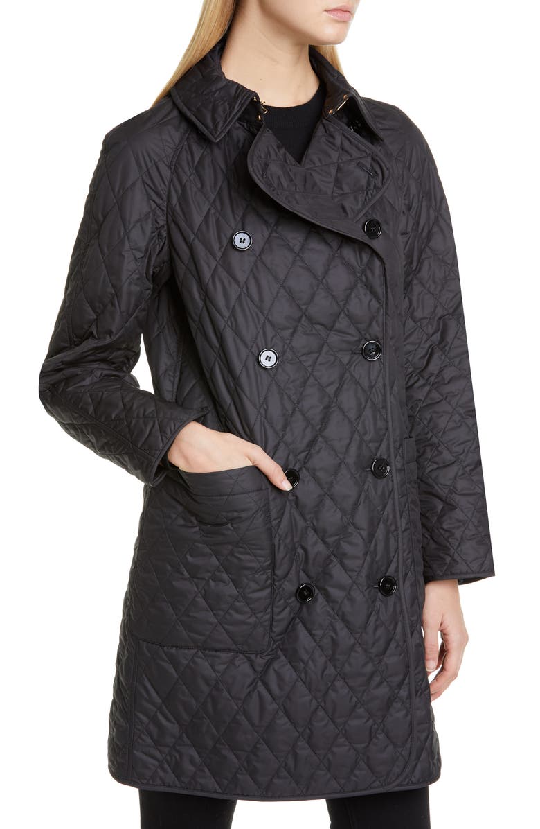 Burberry Tything Quilted Double Breasted Coat, Alternate, color,