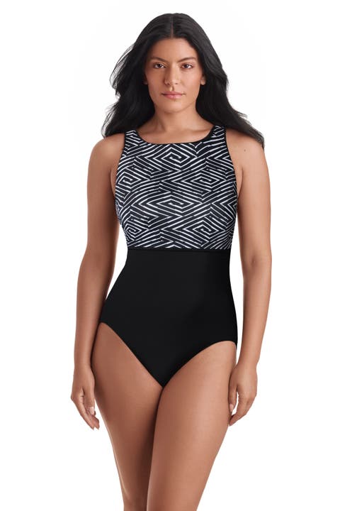Binded Highneck Tank Chlorine Resistant One-Piece Swimsuit