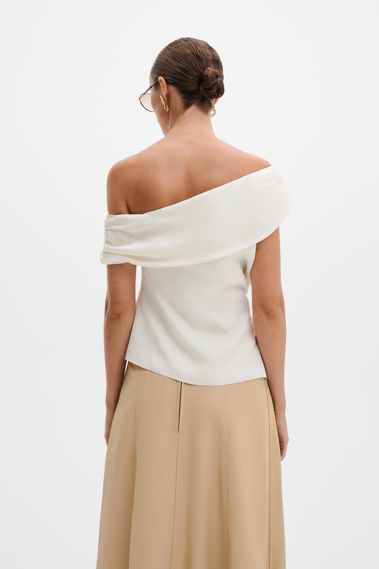 Seleah Draped Asymmetrical Top, Alternate, color, Vanilla