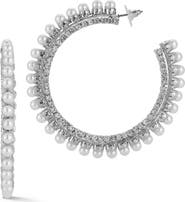 SPHERA MILANO Faux Pearl & Cubic Zirconia Hoop Earrings