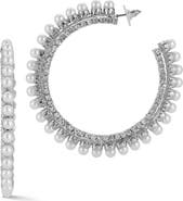 SPHERA MILANO Faux Pearl & Cubic Zirconia Hoop Earrings