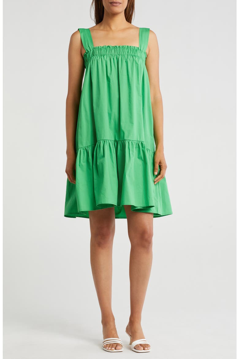 Square Neck Cotton Tunic Top, Main, color, GREEN
