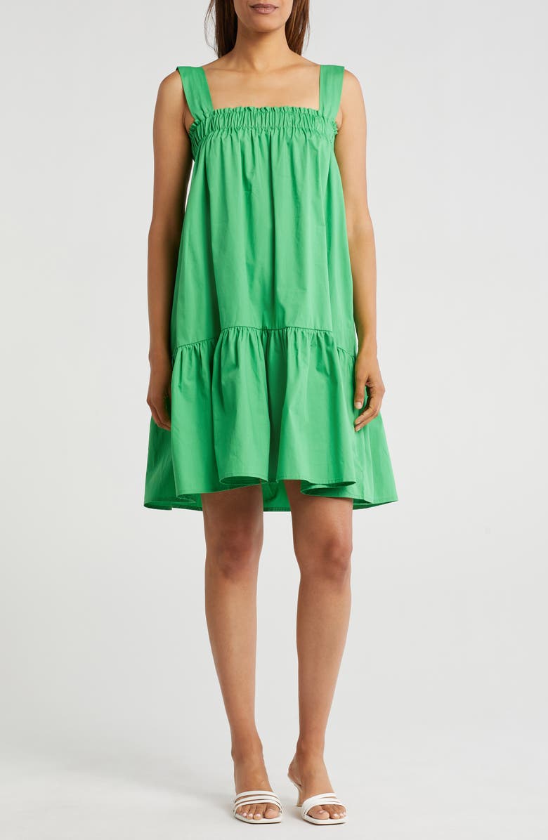 PATRIZIA LUCA Square Neck Cotton Tunic Top, Main, color, Green