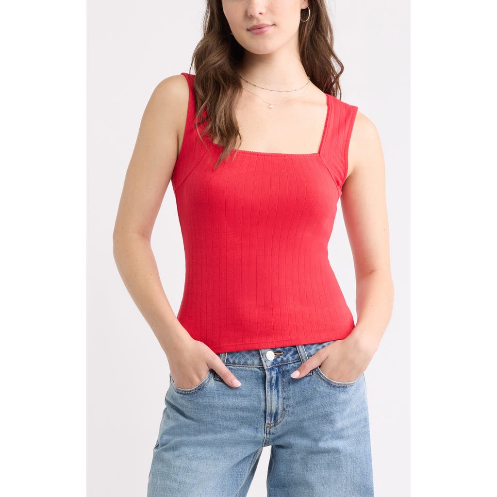 BP. Pointelle Tank in Red Festive at Nordstrom, Size Large