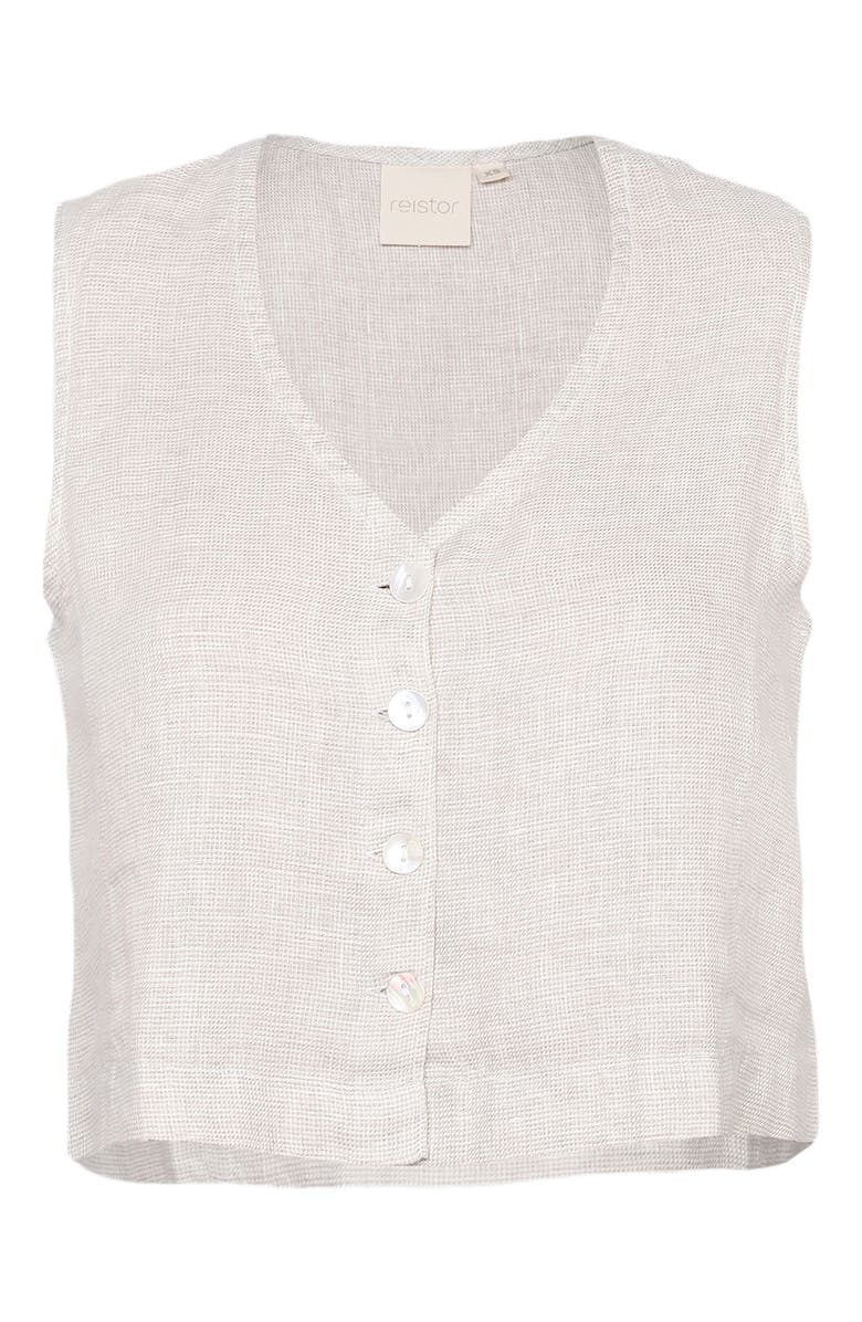Reistor Cropped vest shirt, Alternate, color, Linen Check White