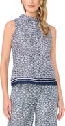 CeCe Shell Print Stretch Cotton Button-Up Top