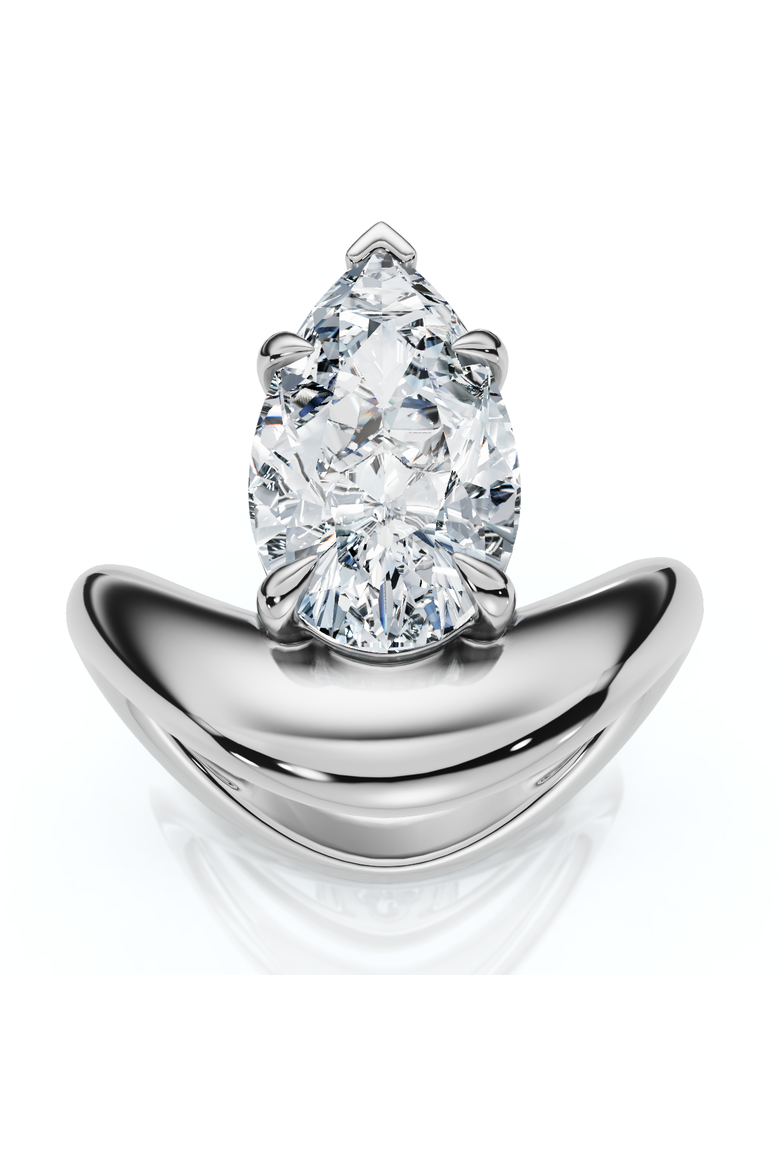 Certified 2Ct Minali Curved Pear Diamond Engagement Ring 14k Gold/Pt Lab Grown, Main, color, 14k White Gold