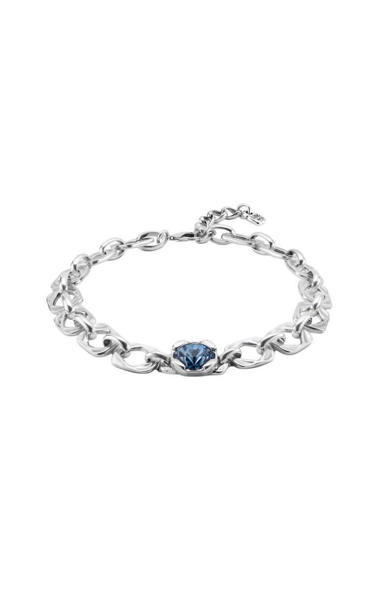 UNODE50 Wide Link Blue Crystal Necklace, Alternate, color, Silver